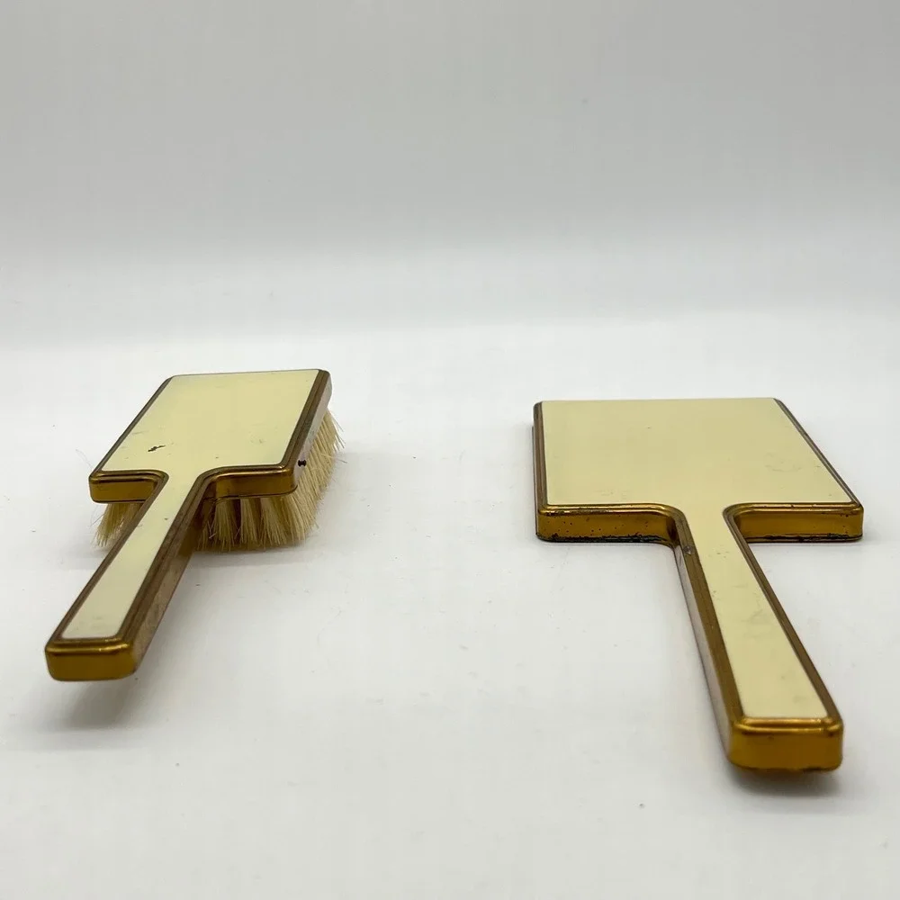 Vintage‎ Vanity Set Brush and Mirror Gold Tone Elegant Dressing Table Decor